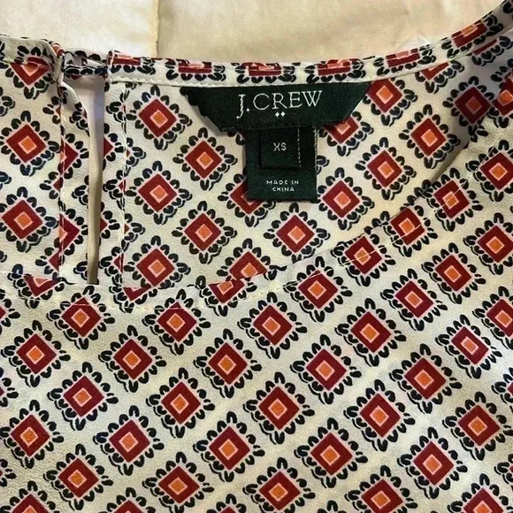 J.Crew Woman Floulard Geometric Print Blouse 3/4 Quarter Sleeve Size X-Small - Picture 4 of 9
